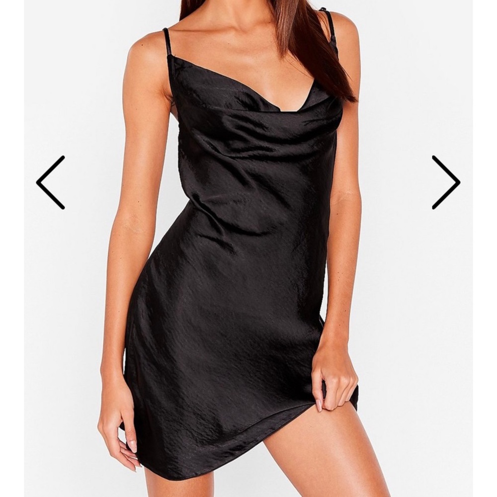Nasty Gal black cow neck slip dress
